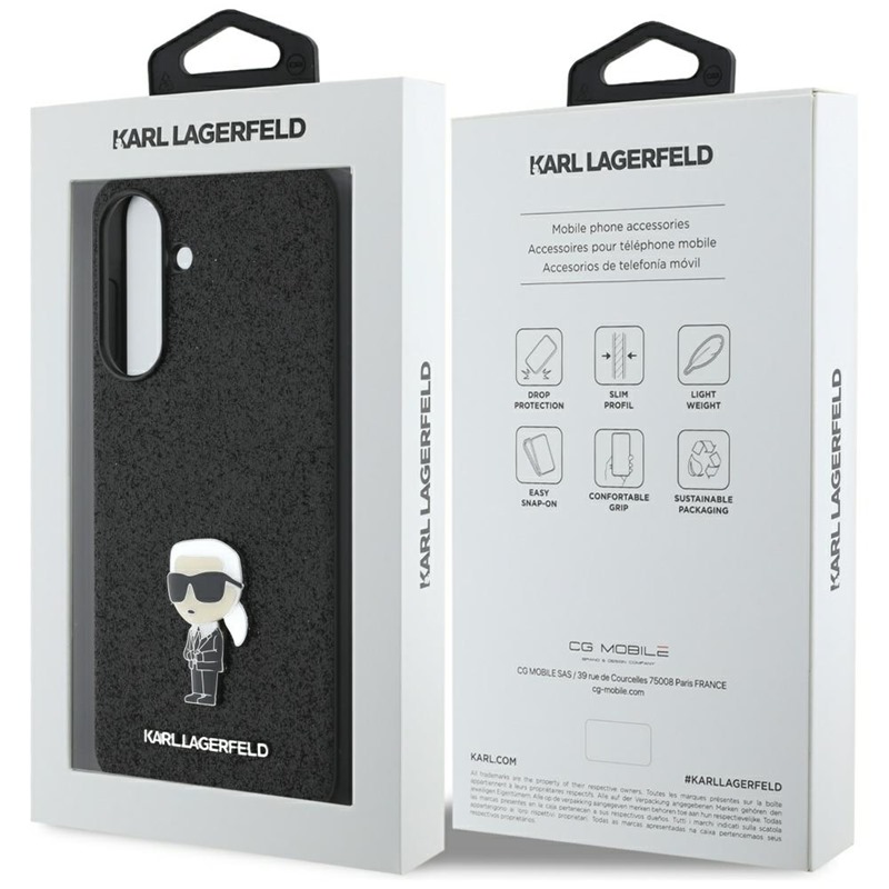 Karl Lagerfeld Fixed Glitter Ikonik Logo Metal Pin - Etui do Samsung Galaxy A36 5G (czarny)