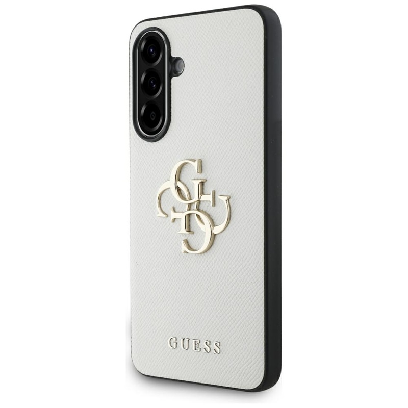 Guess Grained Big 4G Logo Small Classic Logo - Etui do Samsung Galaxy A56 5G (beżowy)