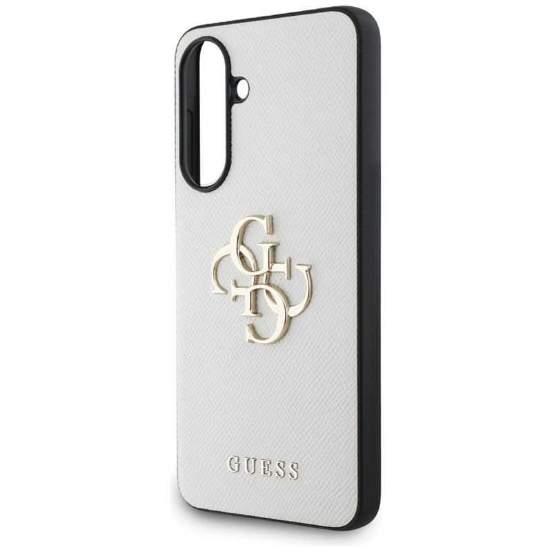 Guess Grained Big 4G Logo Small Classic Logo - Etui do Samsung Galaxy A56 5G (beżowy)
