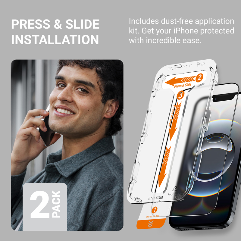Crong EasyShield 2-Pack - Szkło hartowane iPhone 16e / iPhone 14 / iPhone 13 / iPhone 13 Pro (2 sztuki)