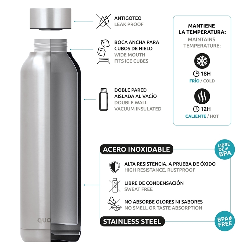 Quokka Solid - Butelka termiczna ze stali nierdzewnej 510 ml (Tropical Bloom)