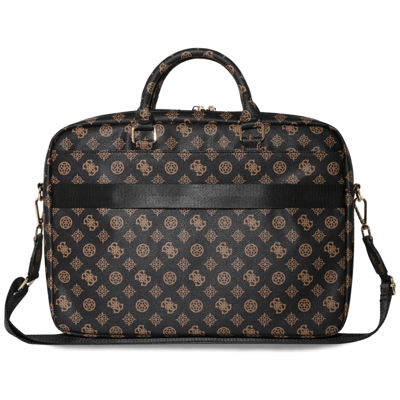 Guess 4G Peony Front Pocket Zipper Triangle Logo - Torba na notebooka 16" (czarny)