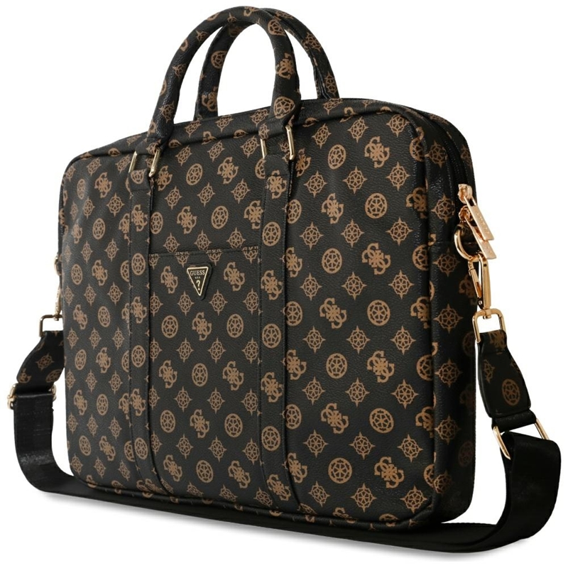 Guess 4G Peony Front Pocket Zipper Triangle Logo - Torba na notebooka 16" (czarny)