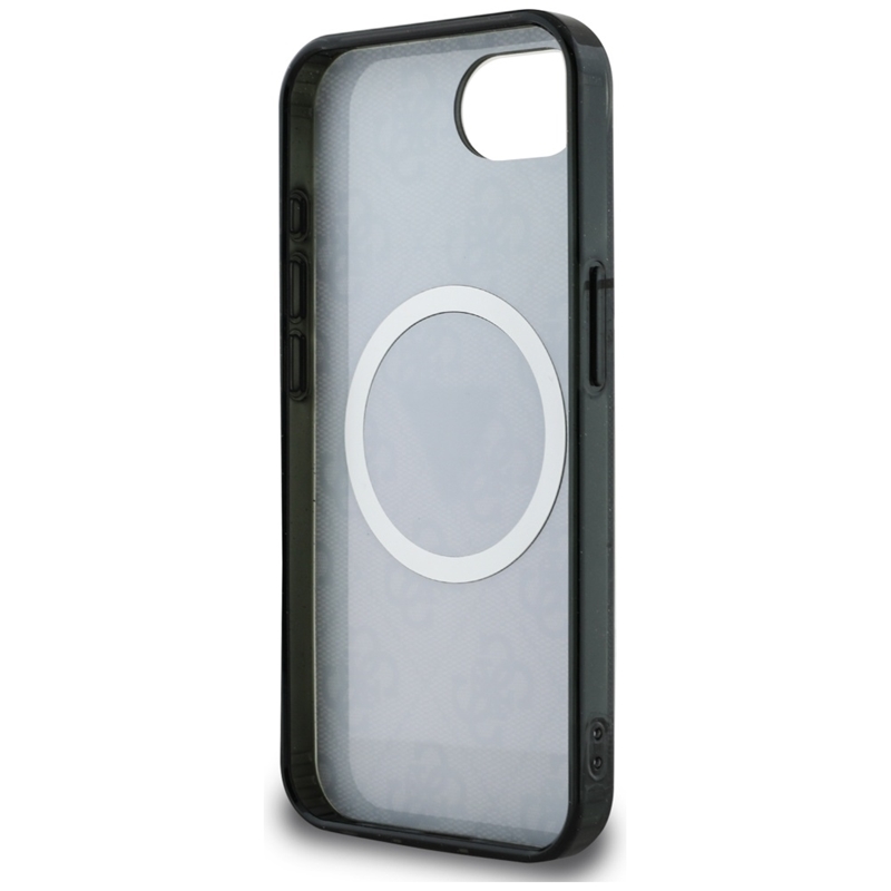 Guess IML Metal Glitter 4G Circle Triangle MagSafe - Etui do iPhone 16e (czarny)