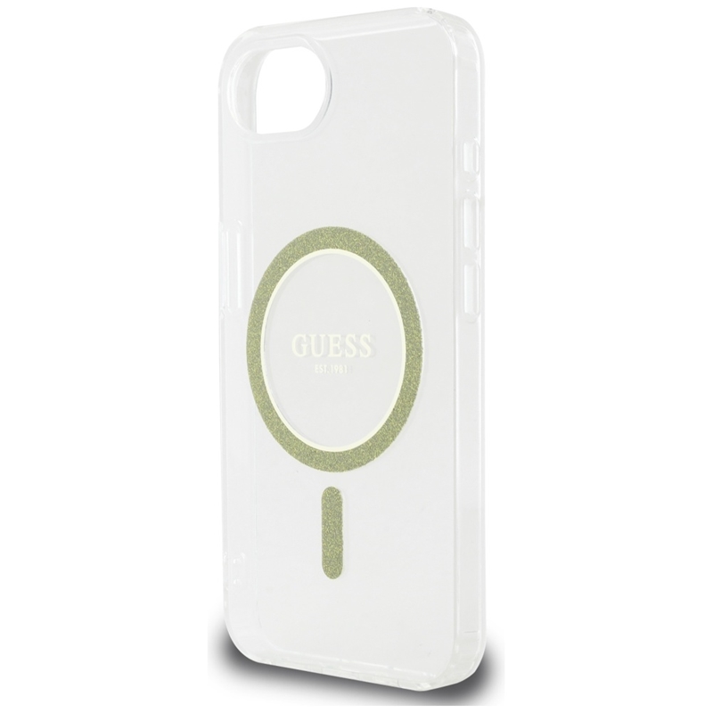 Guess IML Glitter Circle MagSafe - Etui do iPhone 16e (przezroczysty)