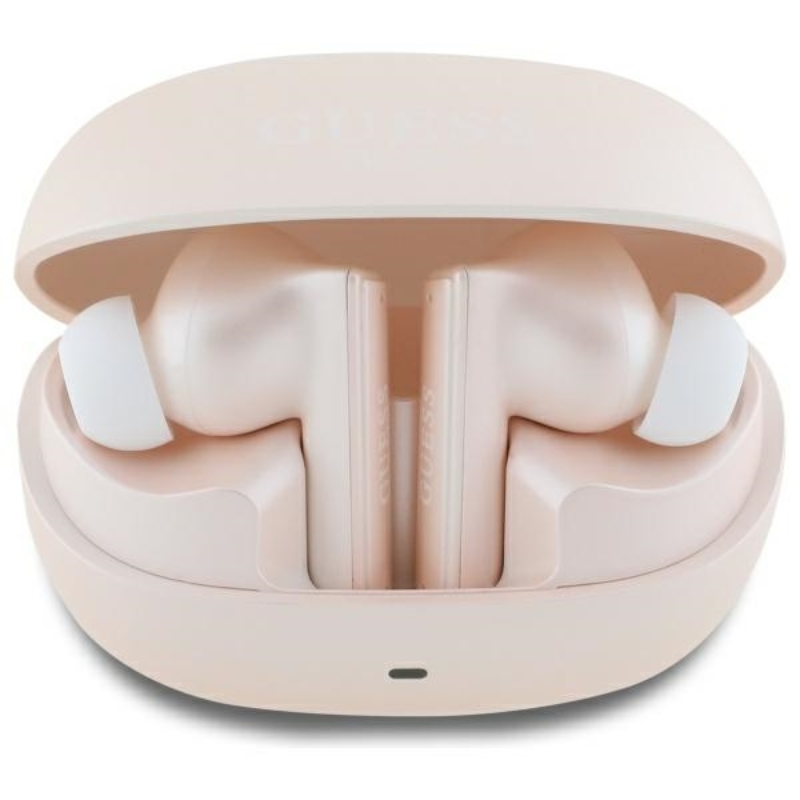 Guess Capsule Printed Logo - Słuchawki Bluetooth TWS ANC & ENC + etui ładujące (różowy)