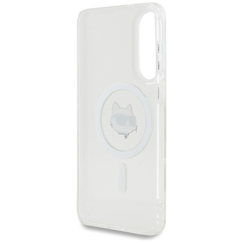 Karl Lagerfeld Button Choupette Head Printed Logo MagSafe - Etui Samsung Galaxy S25 Edge (biały)