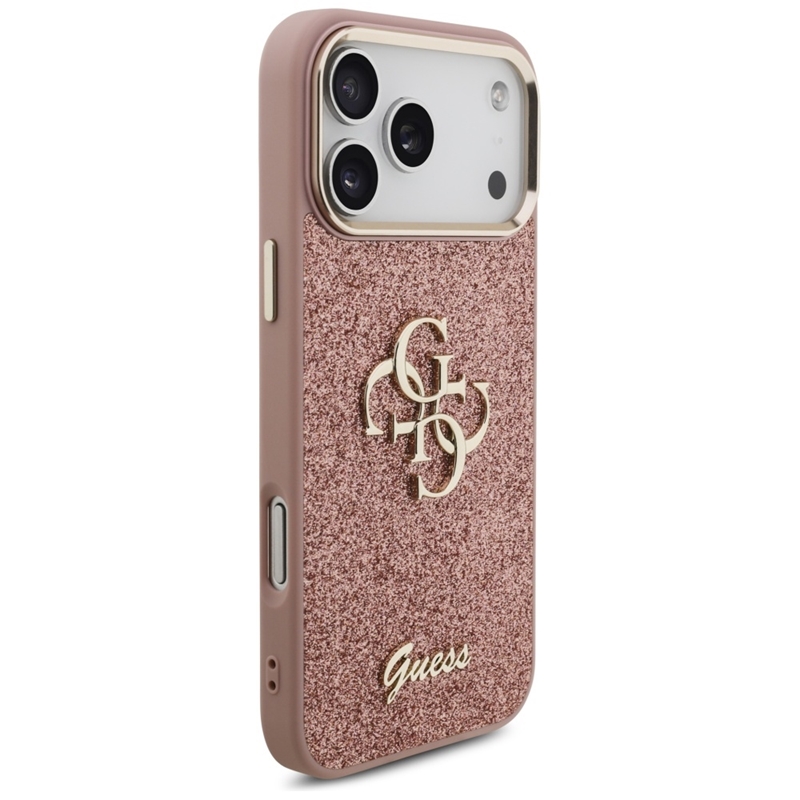 Guess Fixed Glitter Big 4G Metal Frame - Etui iPhone 17 Pro Max (różowy)
