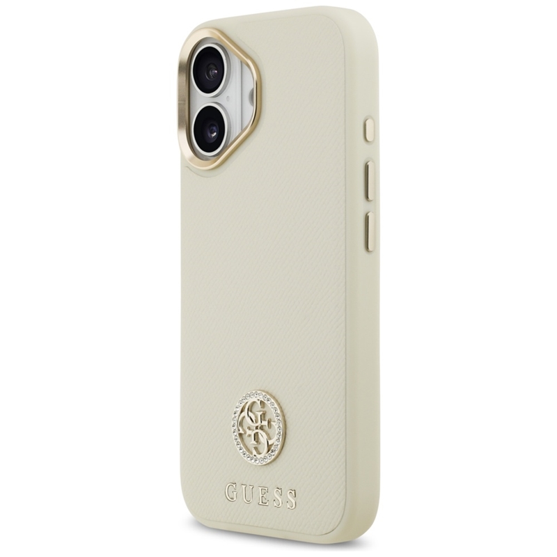 Guess Grained Strass Logo MagSafe - Etui iPhone 17 (beżowy)