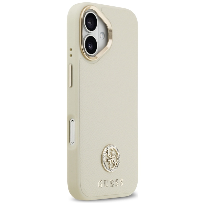 Guess Grained Strass Logo MagSafe - Etui iPhone 17 (beżowy)