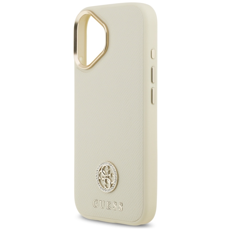 Guess Grained Strass Logo MagSafe - Etui iPhone 17 (beżowy)