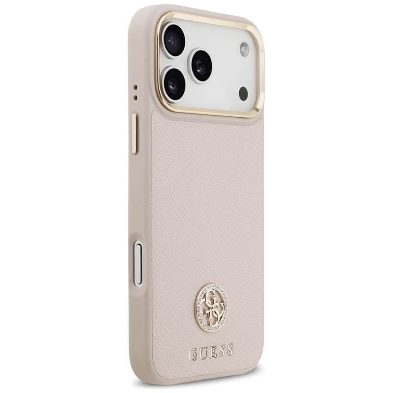 Guess Grained Strass Logo MagSafe - Etui iPhone 17 Pro Max (różowy)