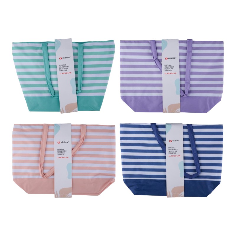 Alpina - Torba plażowa w paski 49,3x16x34 cm (Fioletowy / Biały)