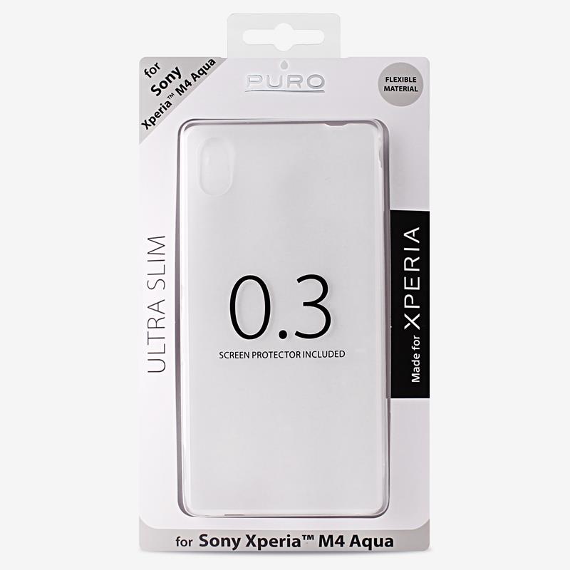 PURO Ultra Slim "0.3" Cover MFX - Zestaw etui + folia na ekran Xperia M4 AQUA (półprzezroczysty)