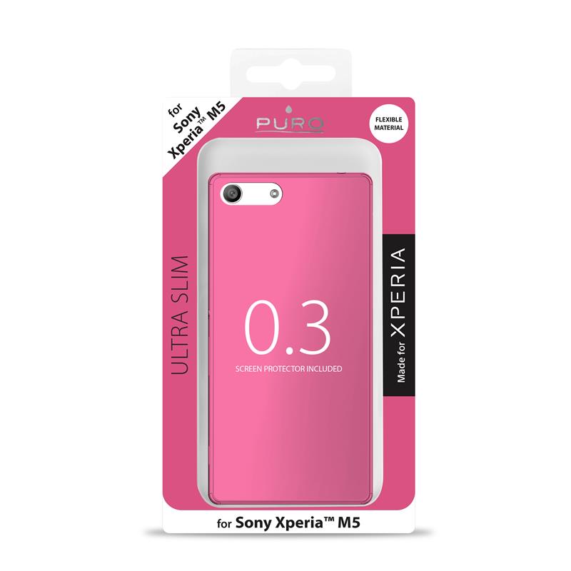 PURO Ultra Slim "0.3" Cover - Zestaw etui + folia na ekran Xperia M5 (różowy)