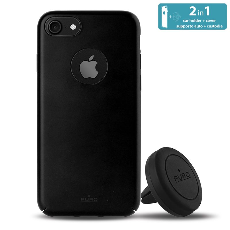 PURO Car Magnetic Kit - Magnetyczny uchwyt samochodowy z magnetycznym etui iPhone 7 (czarny)