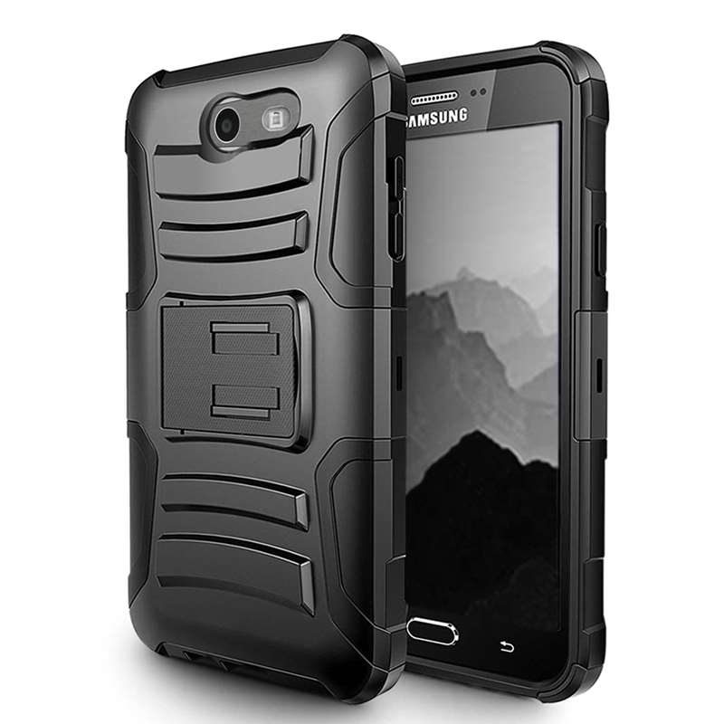 Zizo Armor Hybrid Cover - Pancerne etui Samsung Galaxy J3 (2017) z podstawką + uchwyt do paska (Black)