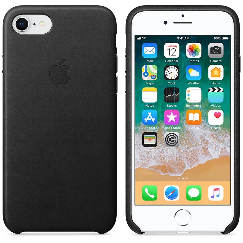 Apple Leather Case - Skórzane etui iPhone 8 / 7 (czarny)