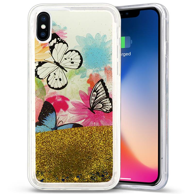 Zizo Liquid Glitter Star Case - Etui iPhone X (Butterflies)