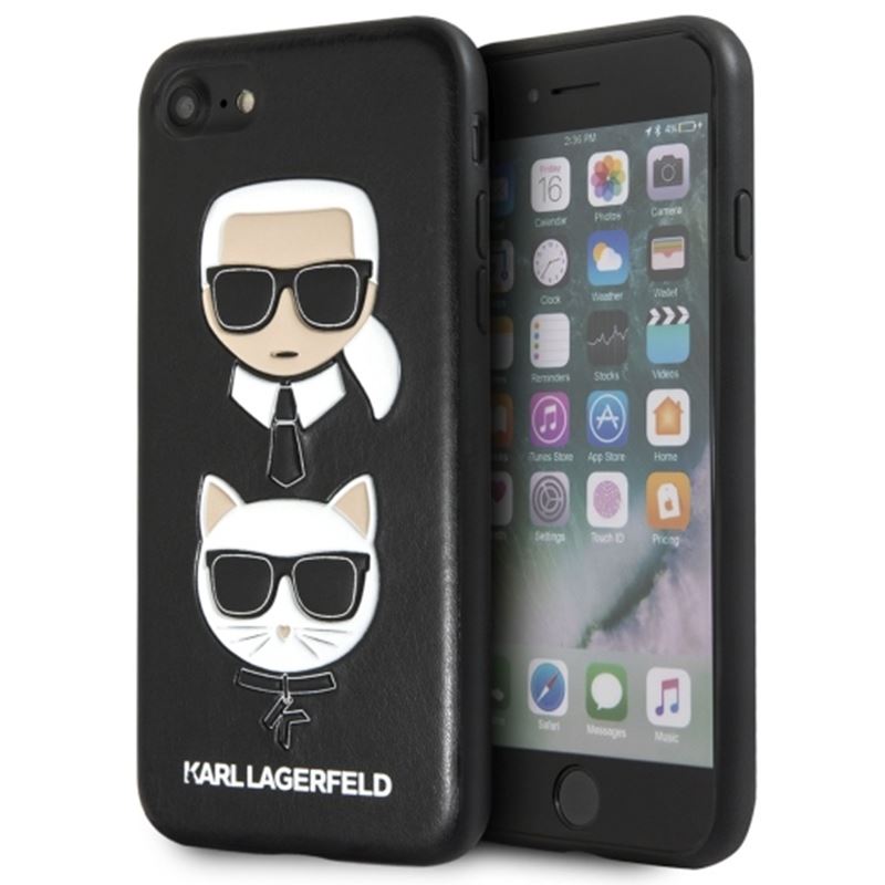 Karl Lagerfeld Embossed Case Karl & Choupette - Etui iPhone 8 / 7 (czarny)