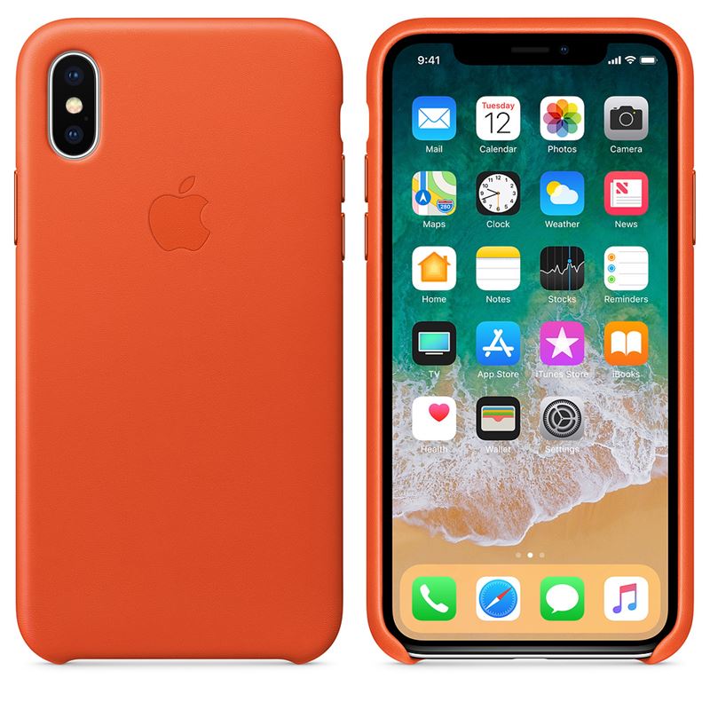 Apple Leather Case - Skórzane etui iPhone X (soczysta pomarańcza)