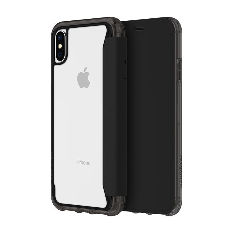 Griffin Survivor Clear Wallet - Etui z klapką iPhone Xs (czarny/przezroczysty)