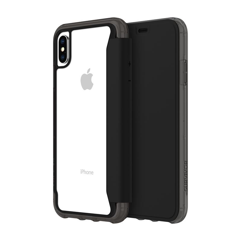 Griffin Survivor Clear Wallet - Etui z klapką iPhone Xs Max (czarny/przezroczysty)
