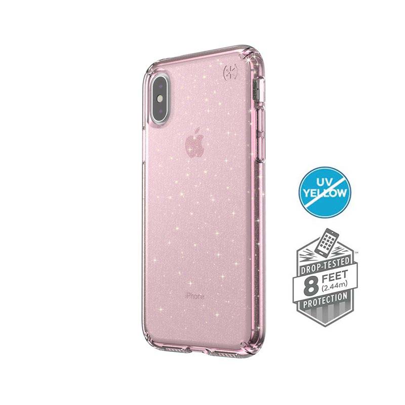 Speck Presidio Clear with Glitter - Etui iPhone Xs / X (BELLA PINK WITH GOLD GLITTER/BELLA PINK)