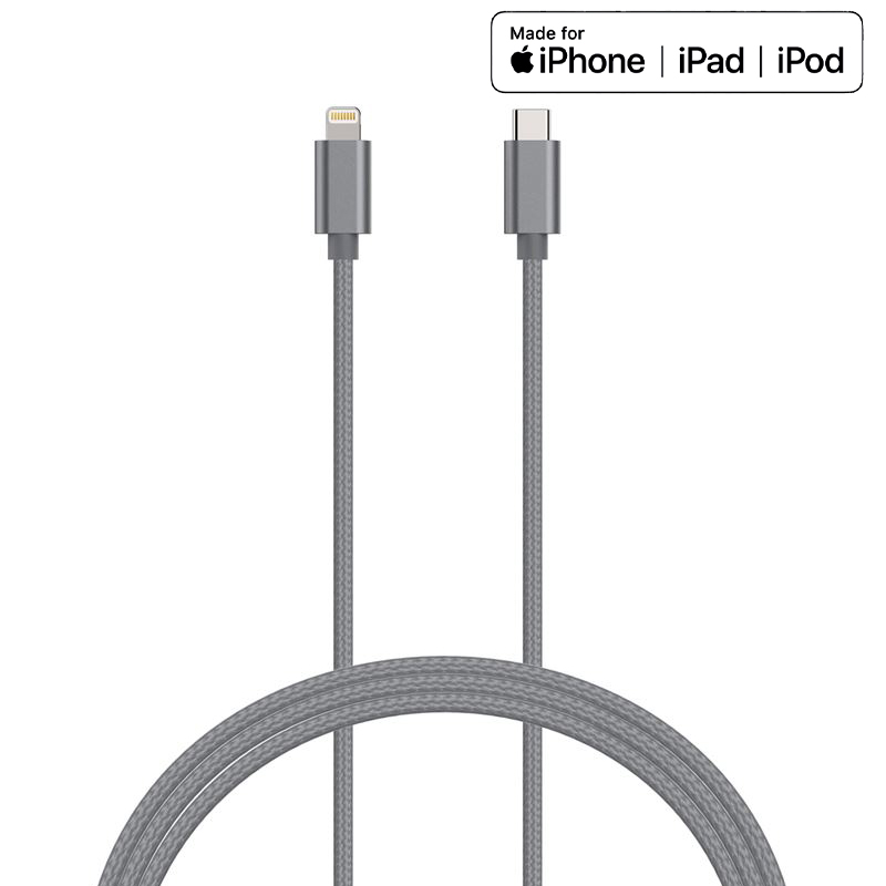Kanex DuraBraid - Kabel połączeniowy USB-C (Power Delivery) na Lightning MFi 1,2 m (Space Gray)