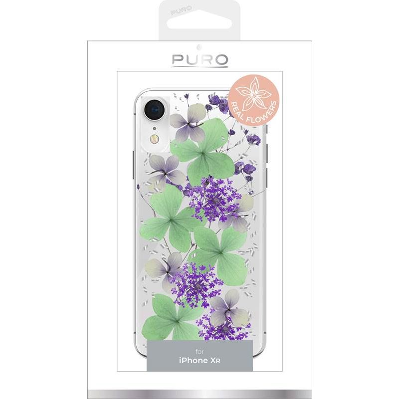 PURO Glam Hippie Chic Cover - Etui iPhone XR (prawdziwe płatki kwiatów zielone)
