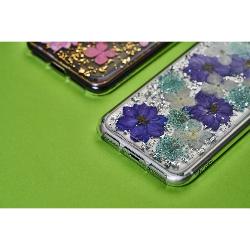PURO Glam Hippie Chic Cover - Etui iPhone XR (prawdziwe płatki kwiatów zielone)