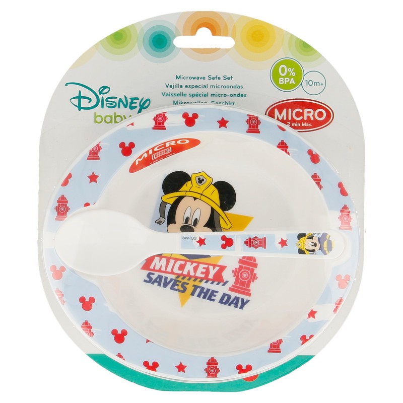 Mickey Mouse - Zestaw do mikrofali (miseczka i łyżka)