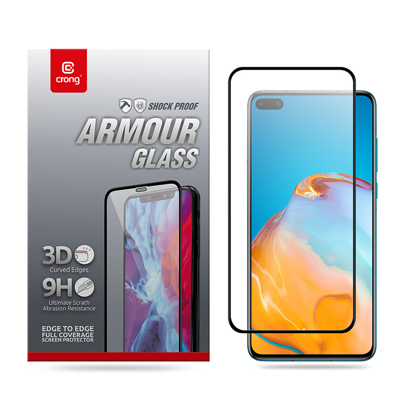 Crong 3D Armour Glass – Szkło hartowane 9H na cały ekran Huawei P40 + ramka instalacyjna