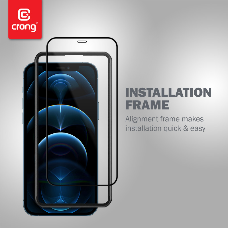 Crong Anti-Bacterial 3D Armour Glass – Szkło hartowane 9H na cały ekran iPhone 12 Pro Max + ramka instalacyjna