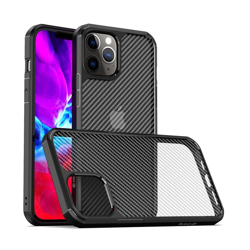 Crong Hybrid Carbon - Etui iPhone 12 Pro Max (czarny)