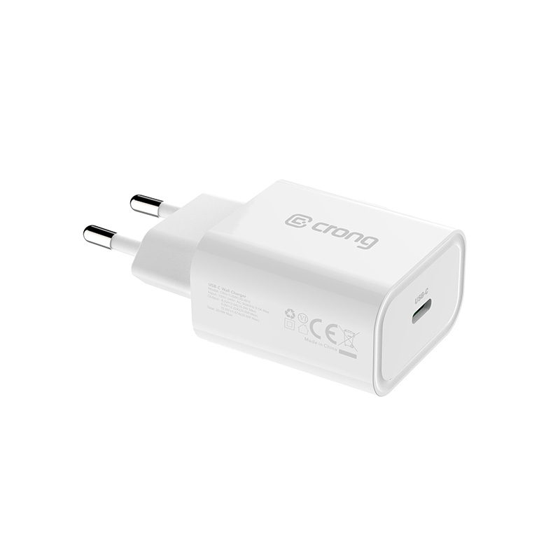 Crong USB-C Travel Charger – Ładowarka sieciowa USB-C Power Delivery 20W (biały)