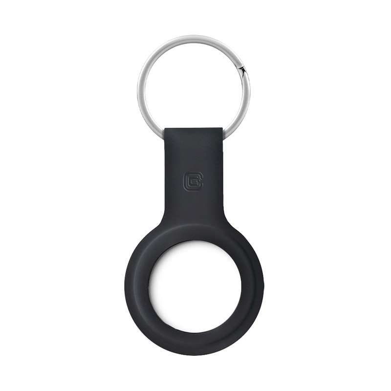 Crong Silicone Case with Key Ring – Etui ochronne brelok do Apple AirTag (czarny)