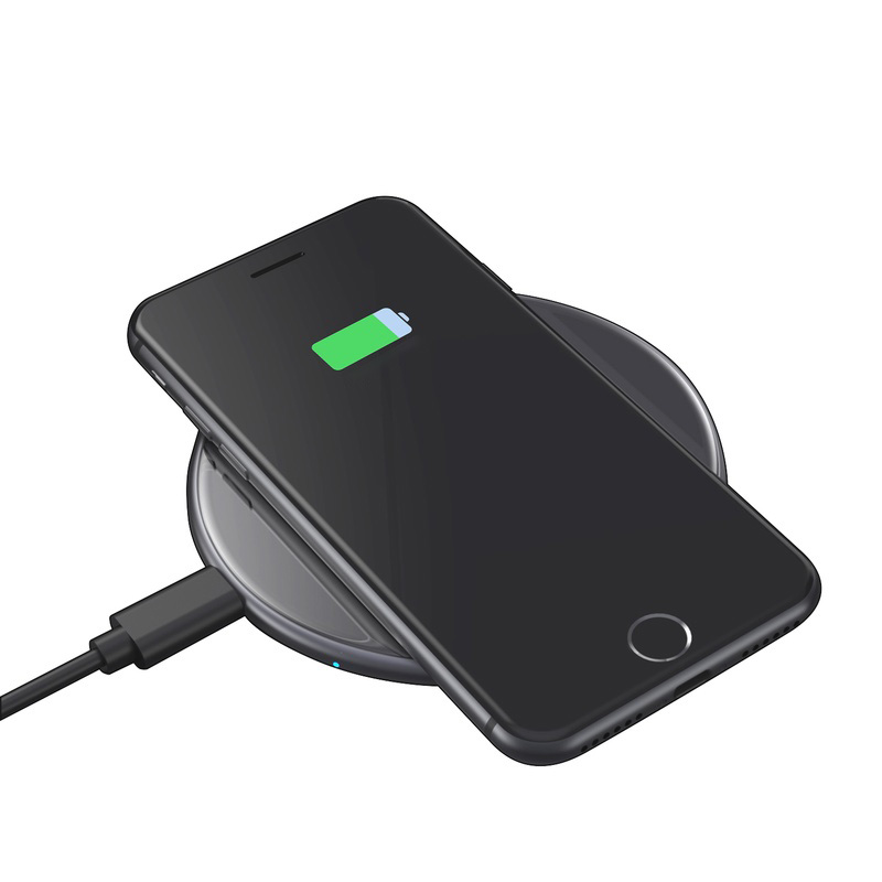 Crong PowerSpot Fast Wireless Charger – Aluminiowa ładowarka bezprzewodowa Qi 15W USB-C z powłoką ze szkła hartowanego (Shadow Black)