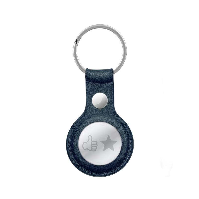 Crong Leather Case with Key Ring – Skórzane etui ochronne brelok do Apple AirTag (granatowy)