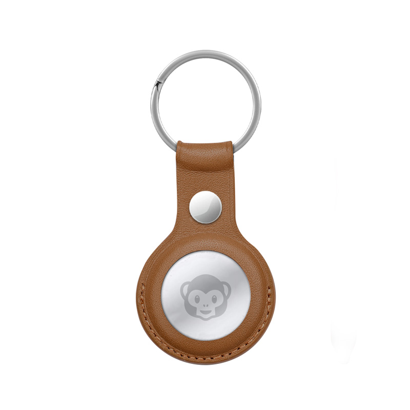Crong Leather Case with Key Ring – Skórzane etui ochronne brelok do Apple AirTag (brązowy)