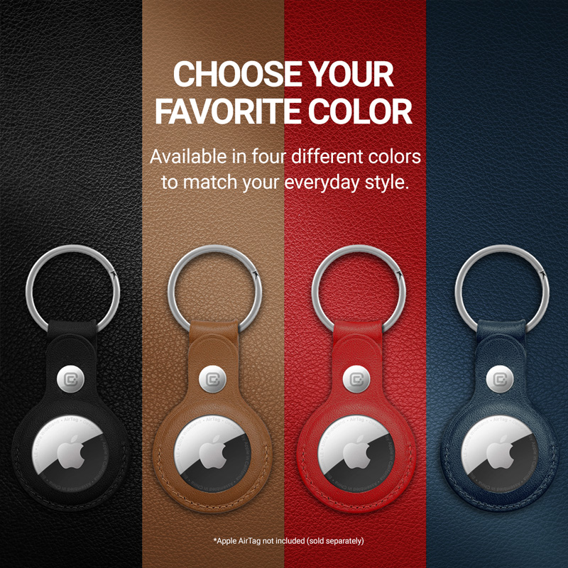 Crong Leather Case with Key Ring – Skórzane etui ochronne brelok do Apple AirTag (brązowy)