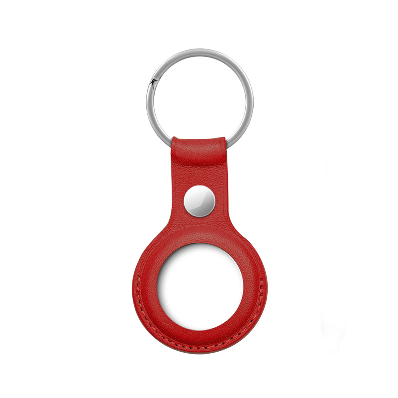 Crong Leather Case with Key Ring – Skórzane etui ochronne brelok do Apple AirTag (czerwony)