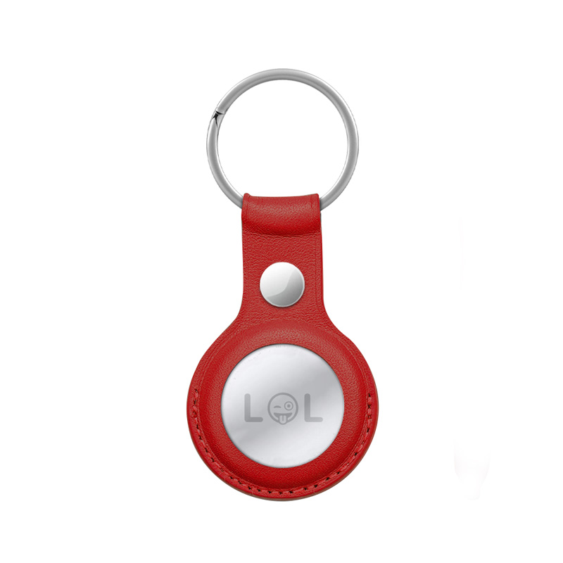 Crong Leather Case with Key Ring – Skórzane etui ochronne brelok do Apple AirTag (czerwony)