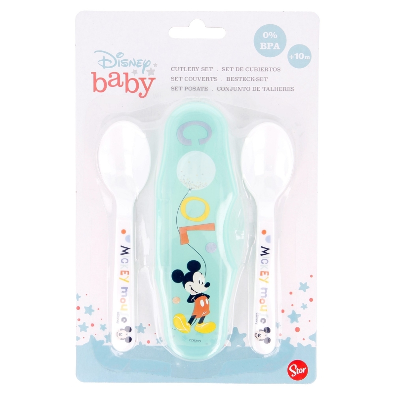 Mickey Mouse - Łyżeczka do karmienia 2 szt + etui (Cool)