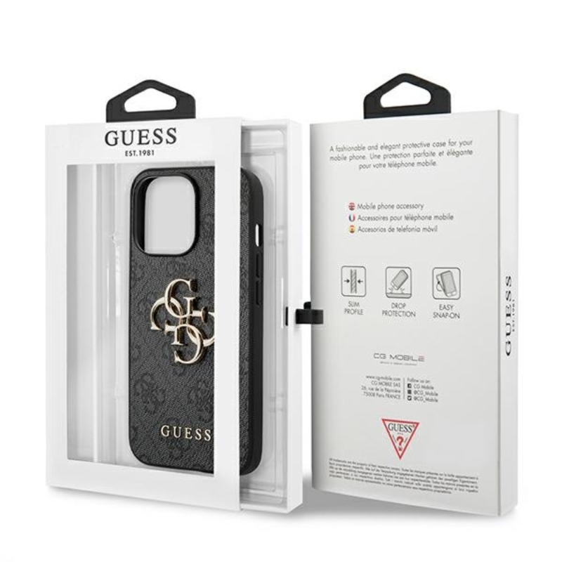 Guess 4G Big Metal Logo - Etui iPhone 13 Pro Max (szary)