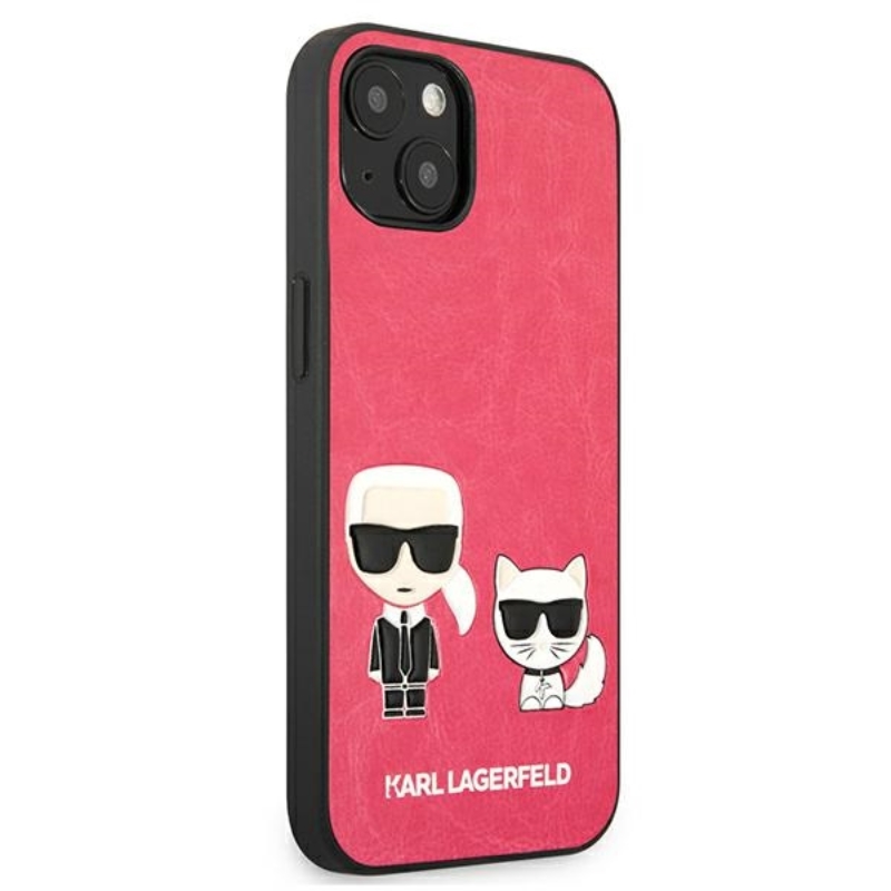 Karl Lagerfeld PU Leather Karl & Choupette Embossed - Etui iPhone 13 Mini (fuksja)