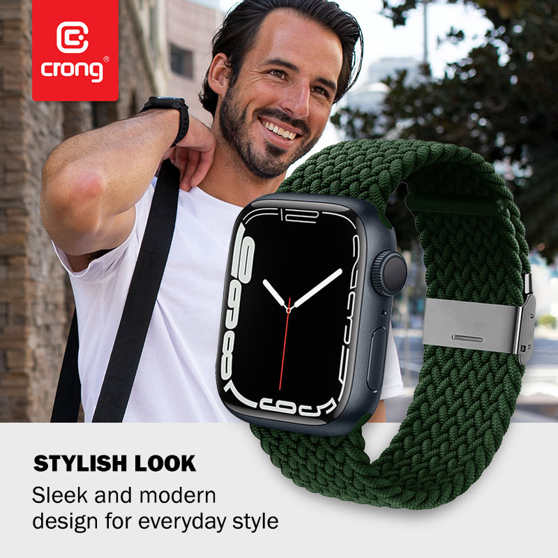 Crong Wave Band – Pleciony pasek do Apple Watch 38/40/41/42 mm (zielony)
