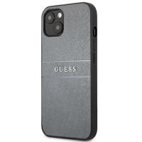 Guess Saffiano Metal Logo Stripes - Etui iPhone 13 mini (szary)