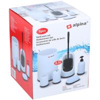 Alpina - zestaw łazienkowy 6 elementów (biało-czarny)