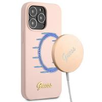 Guess Silicone Script MagSafe - Etui iPhone 13 Pro (różowy) Guess Silicone Script MagSafe - Etui iPhone 13 Pro (różowy)